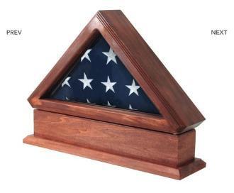 Flag Display Case and Pedestal for 3ft x 5ft flag made from solid maple wood in oak finish.