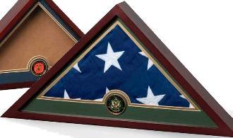 Handcrafted Coast Guard Flag Display Case with Medallion, showcasing solid hardwood construction and elegant design.