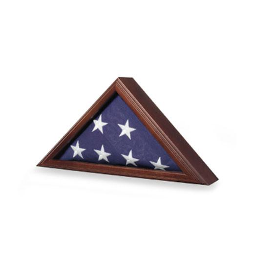 Air Force Flag Case with cherry finish and glass front, designed for a 3' x 5' flag display.