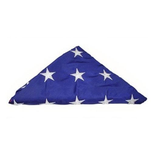 Pre-Folded American Flag made from densely woven cotton, hand-folded by veterans, showcasing vibrant colors for display cases.