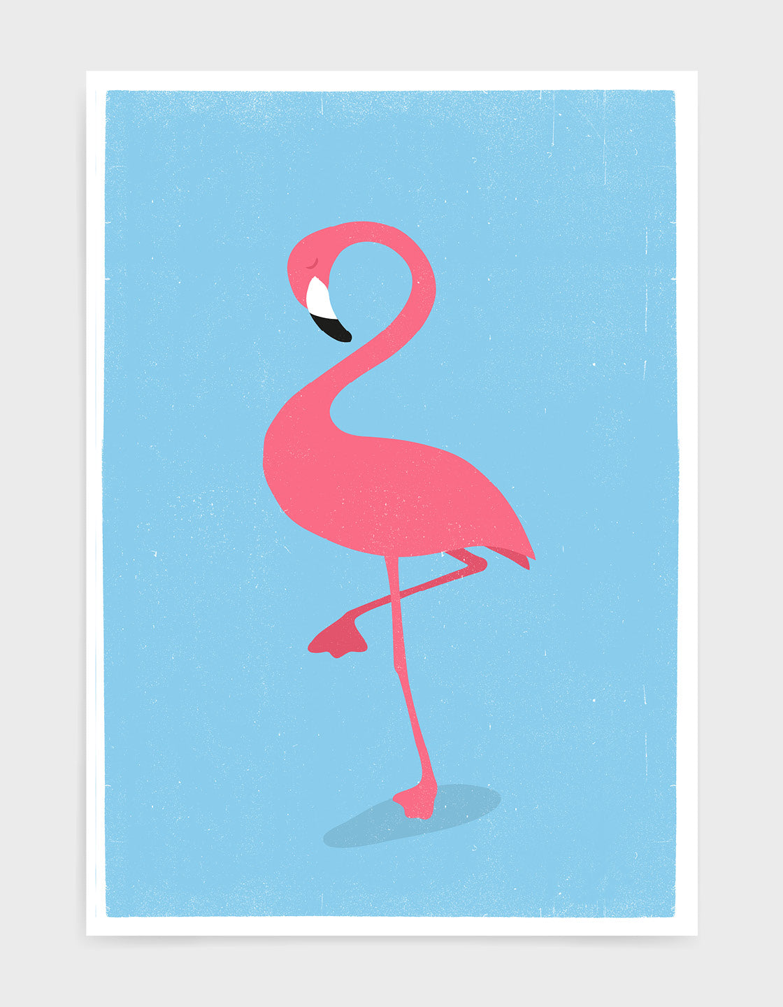 Colorful pink flamingo art print for children's room decor, featuring vibrant colors and customizable text.