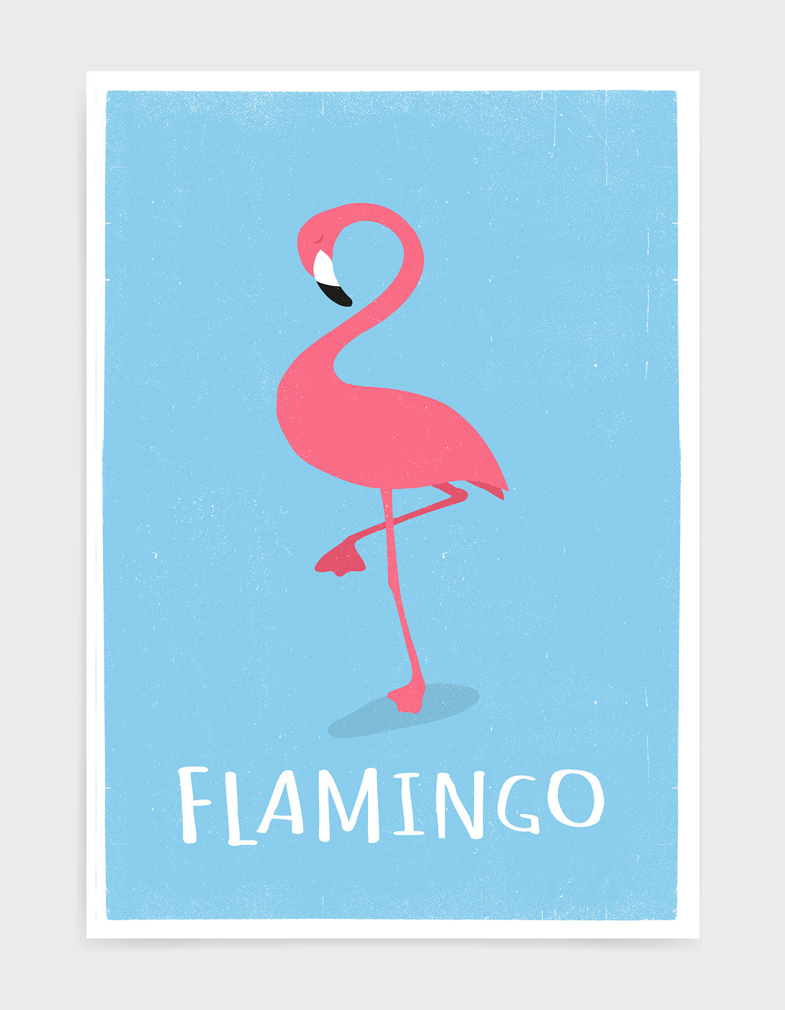 Colorful pink flamingo art print for children's room decor, featuring vibrant colors and customizable text.