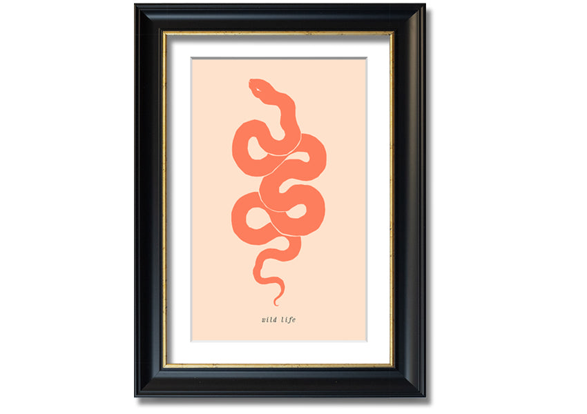 A beautifully framed Flash Snake print showcasing intricate details and vibrant colors, available in various frame options.