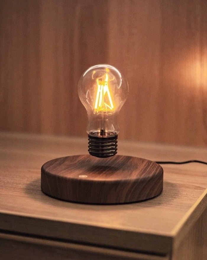 A stylish Floating Bulb Lamp showcasing a levitating bulb above a sleek base, creating a magical lighting effect.