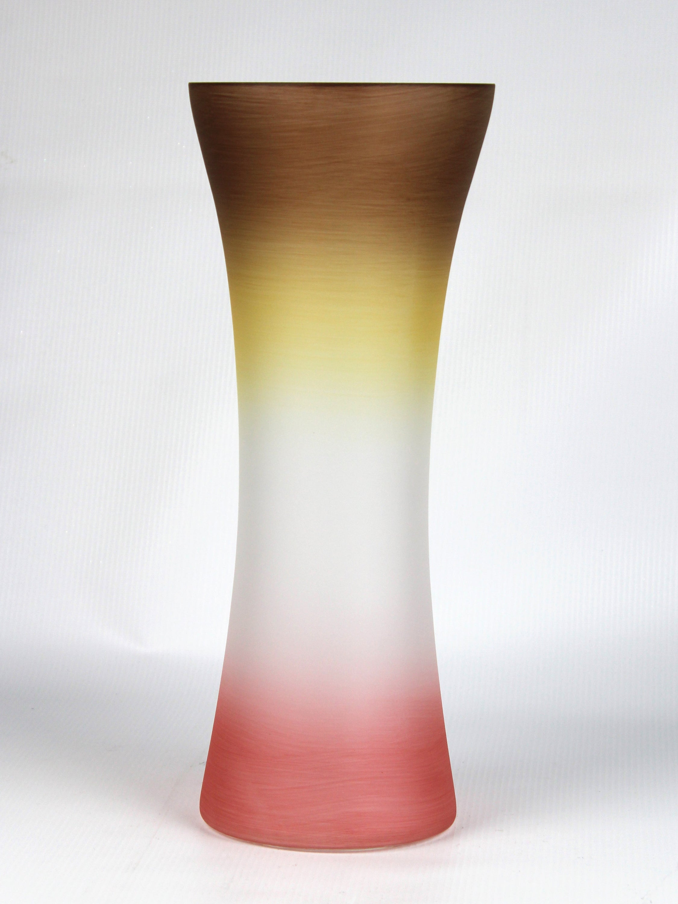 A beautifully hand-painted brown decorative glass vase with unique designs, showcasing its artistic craftsmanship and high-quality finish.