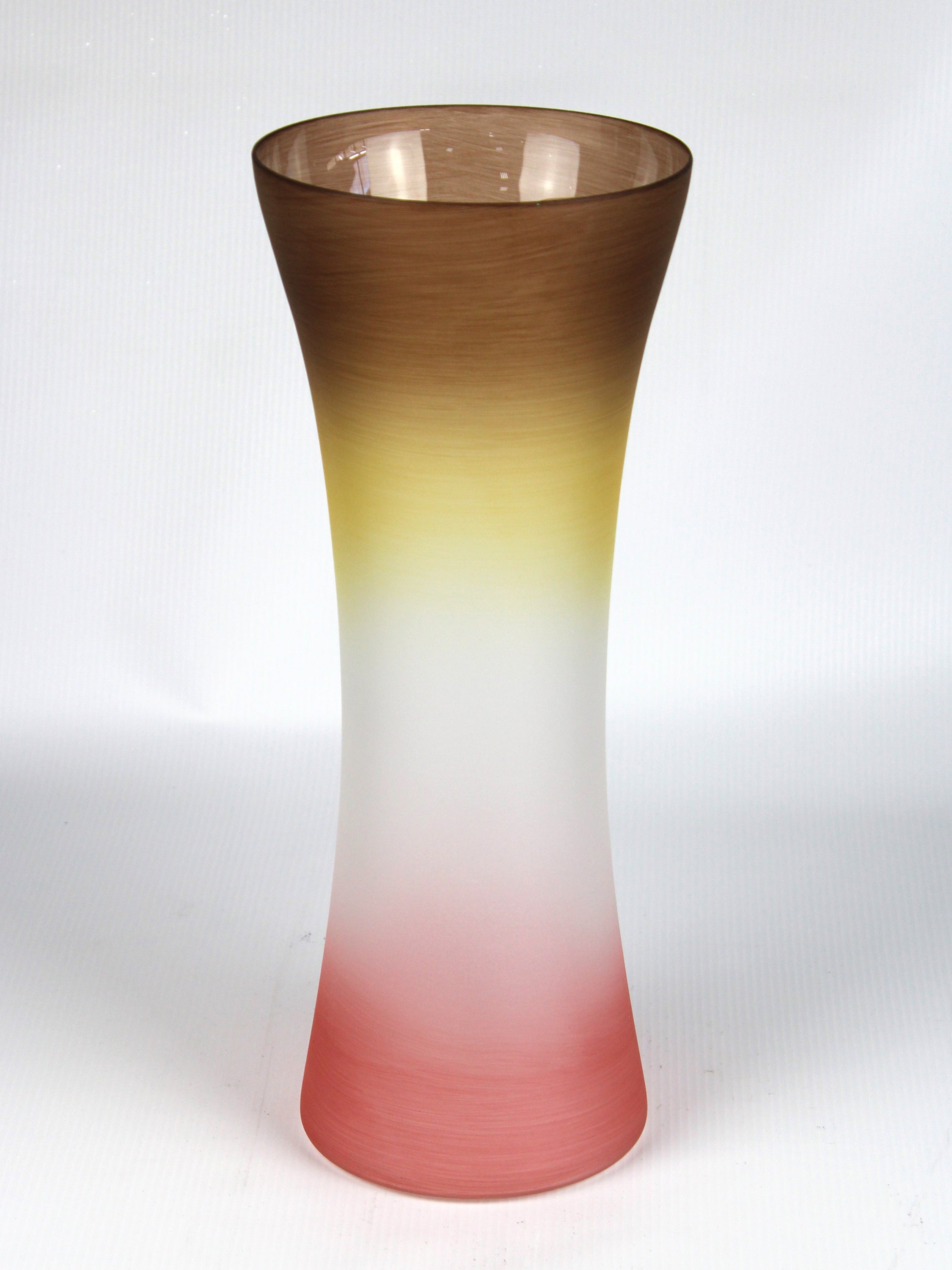 A beautifully hand-painted brown decorative glass vase with unique designs, showcasing its artistic craftsmanship and high-quality finish.