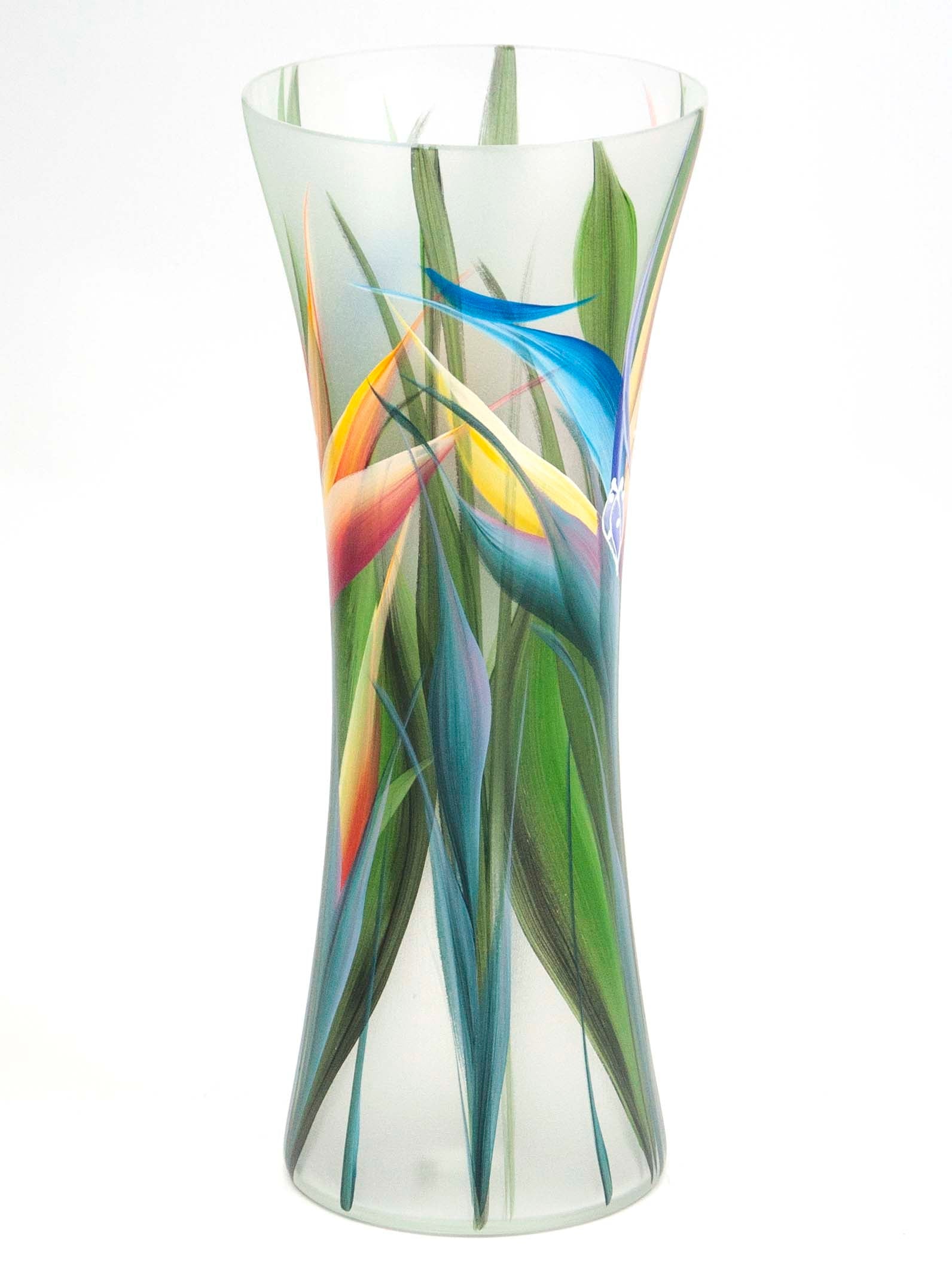 A beautifully hand-painted floor green decorative glass vase showcasing unique artistic designs and high-quality craftsmanship.