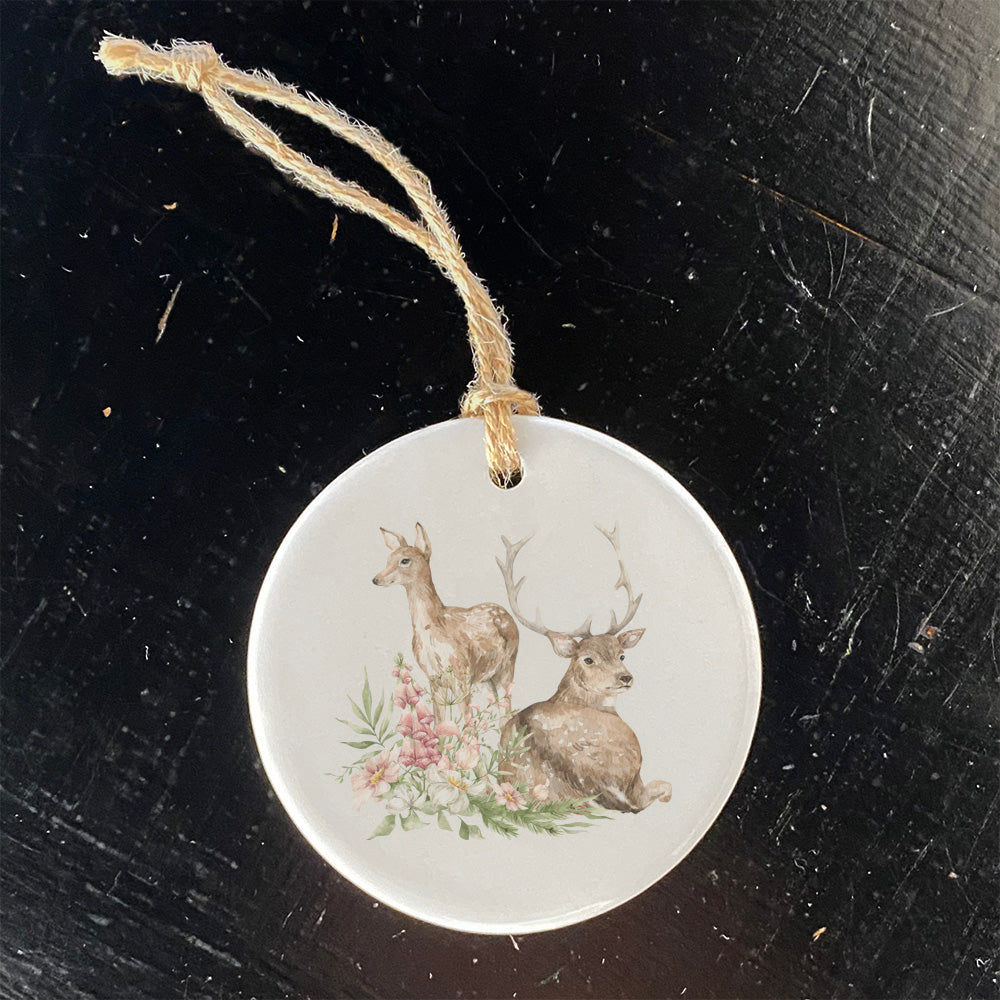 Floral Deer Ornament made of high-quality porcelain with vibrant design, perfect for gifting or home decor.