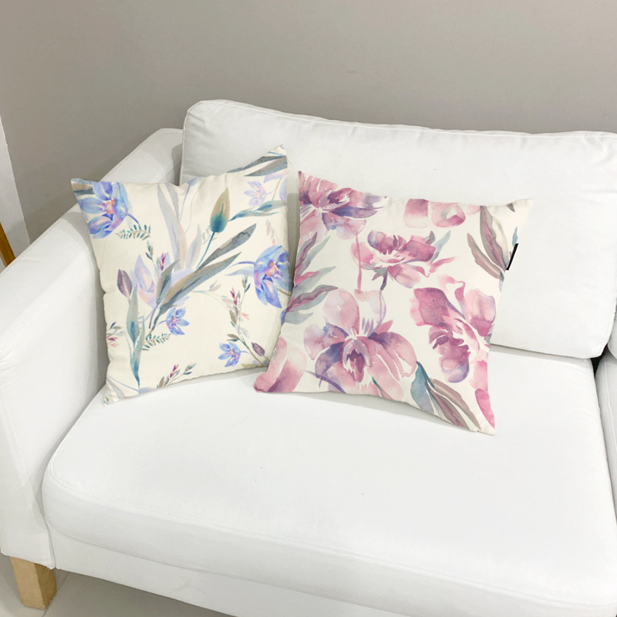 Floral Perfume cushion featuring a vibrant floral design, showcasing its double-sided feature and high-quality microfiber material.