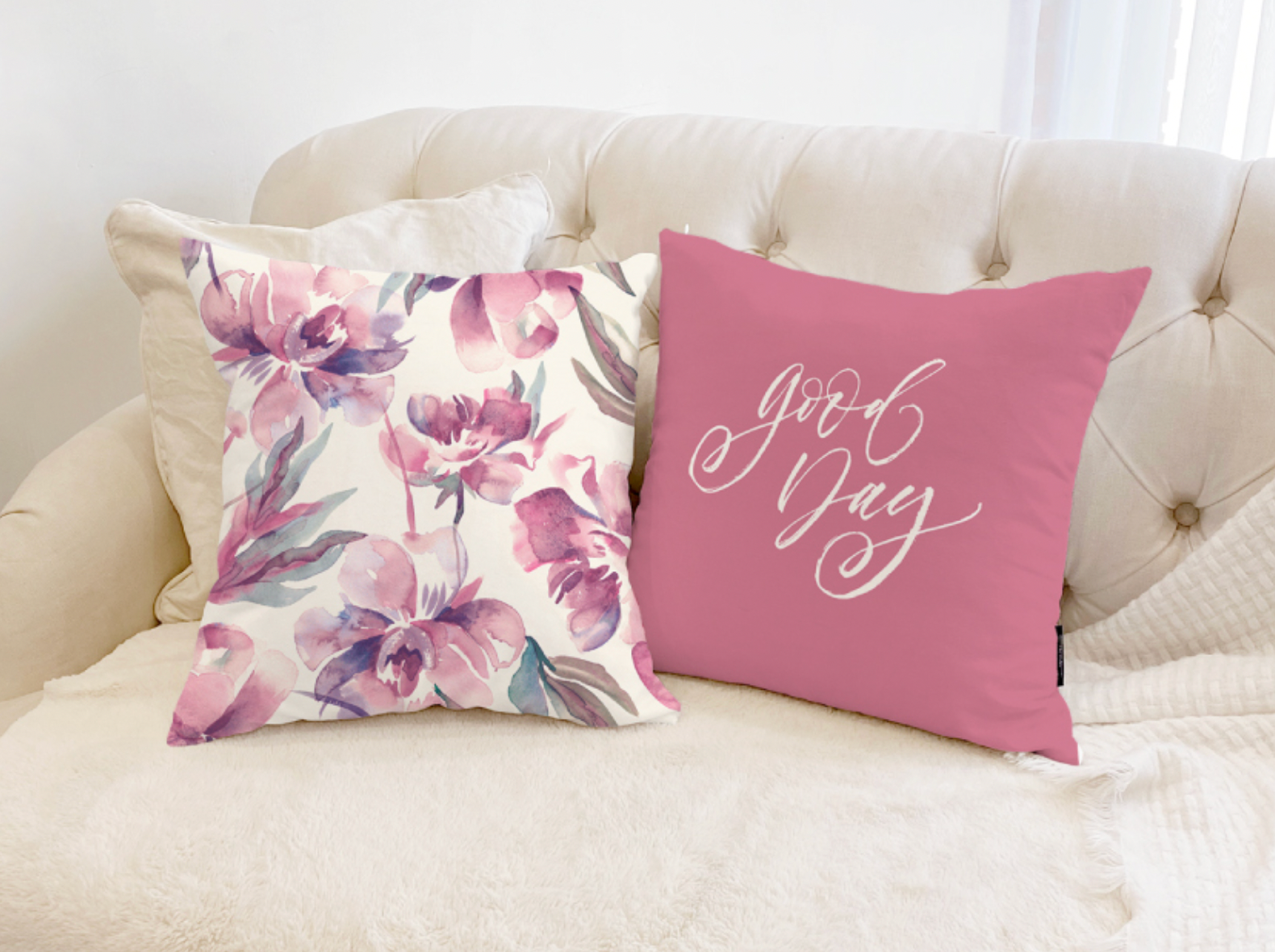 Floral Perfume cushion featuring a vibrant floral design, showcasing its double-sided feature and high-quality microfiber material.