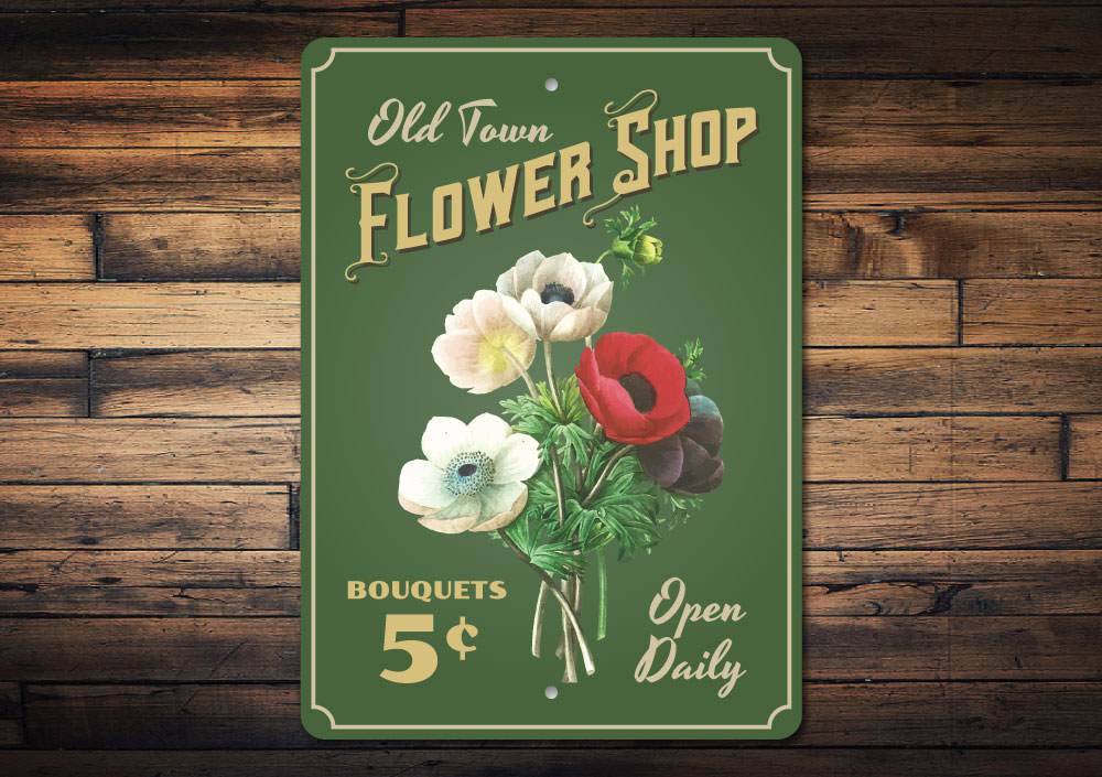 A beautifully crafted Flower Bouquet Sign made of high-quality aluminum, featuring vibrant floral designs, perfect for home decor.