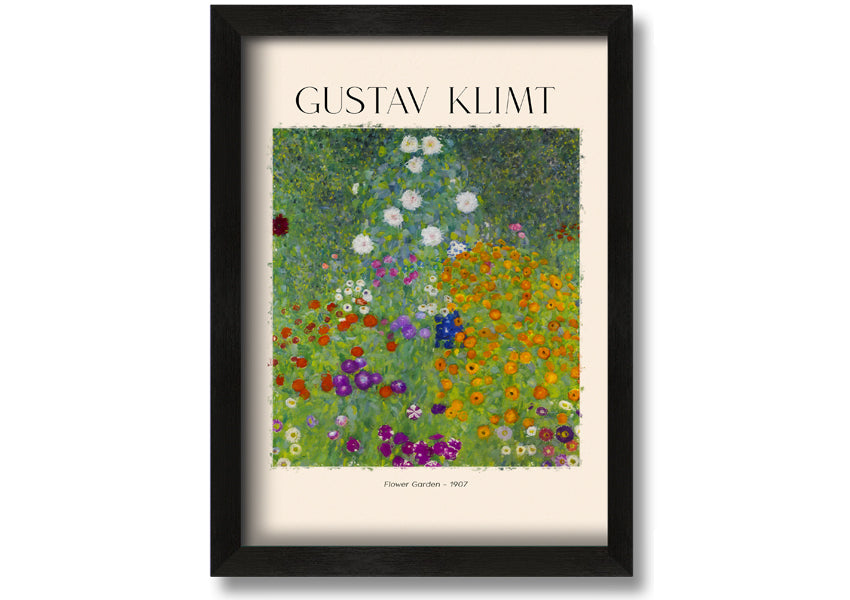 Flower Garden - 1907 by Gustav Klimt, a vibrant canvas print mounted on a 44mm box frame, showcasing intricate floral patterns.