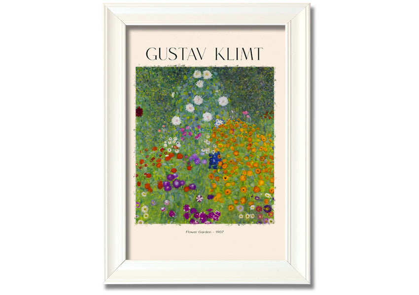 Flower Garden - 1907 by Gustav Klimt, a vibrant canvas print mounted on a 44mm box frame, showcasing intricate floral patterns.