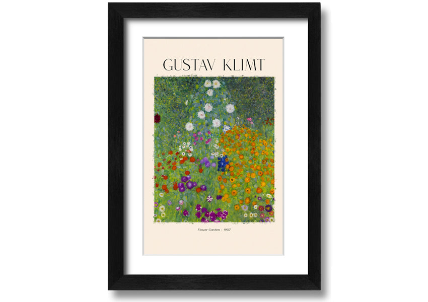 Flower Garden - 1907 by Gustav Klimt, a vibrant canvas print mounted on a 44mm box frame, showcasing intricate floral patterns.