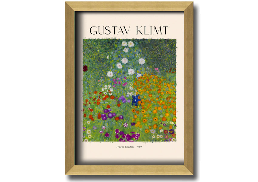 Flower Garden - 1907 by Gustav Klimt, a vibrant canvas print mounted on a 44mm box frame, showcasing intricate floral patterns.