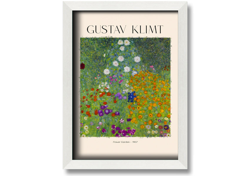 Flower Garden - 1907 by Gustav Klimt, a vibrant canvas print mounted on a 44mm box frame, showcasing intricate floral patterns.