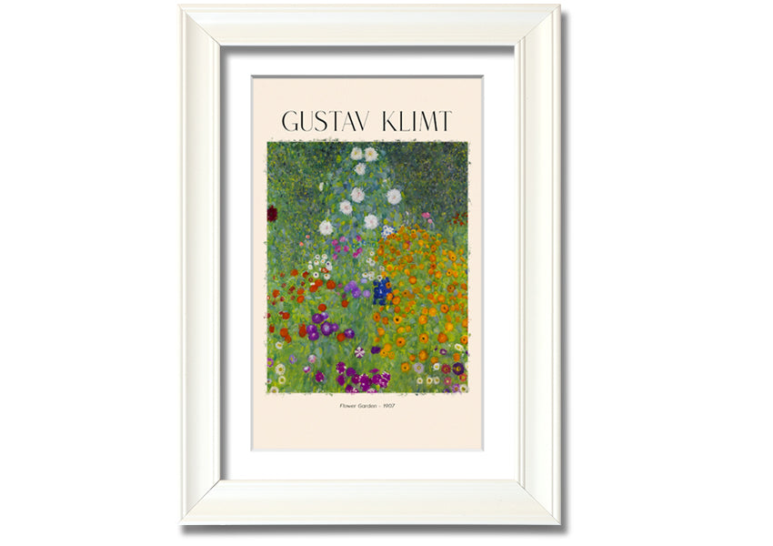 Flower Garden - 1907 by Gustav Klimt, a vibrant canvas print mounted on a 44mm box frame, showcasing intricate floral patterns.