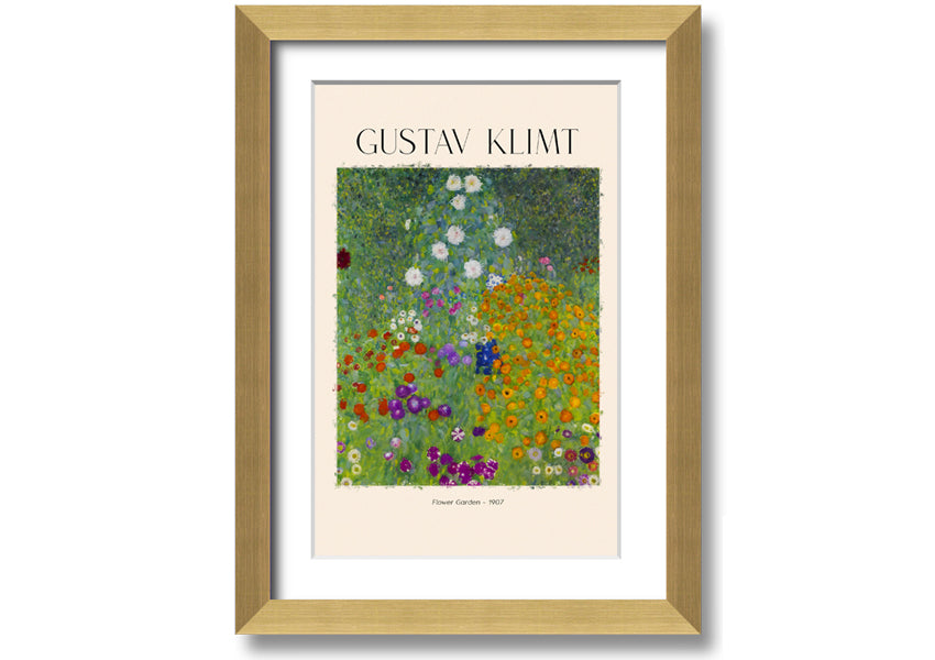 Flower Garden - 1907 by Gustav Klimt, a vibrant canvas print mounted on a 44mm box frame, showcasing intricate floral patterns.