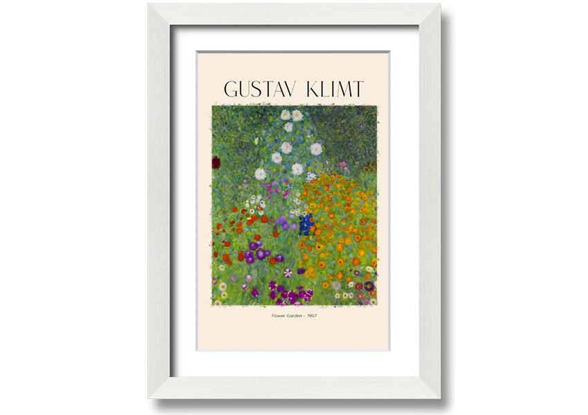 Flower Garden - 1907 by Gustav Klimt, a vibrant canvas print mounted on a 44mm box frame, showcasing intricate floral patterns.