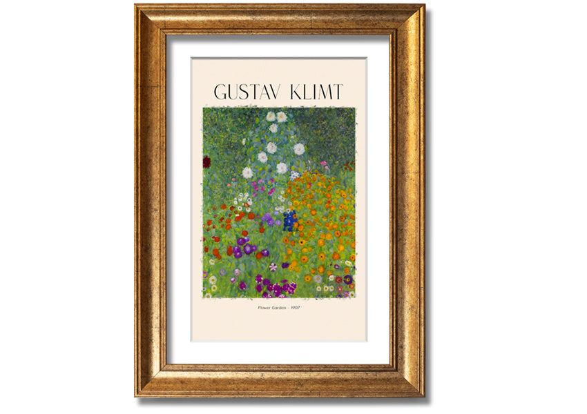 Flower Garden - 1907 by Gustav Klimt, a vibrant canvas print mounted on a 44mm box frame, showcasing intricate floral patterns.