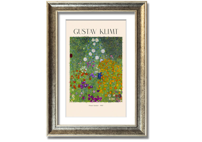 Flower Garden - 1907 by Gustav Klimt, a vibrant canvas print mounted on a 44mm box frame, showcasing intricate floral patterns.