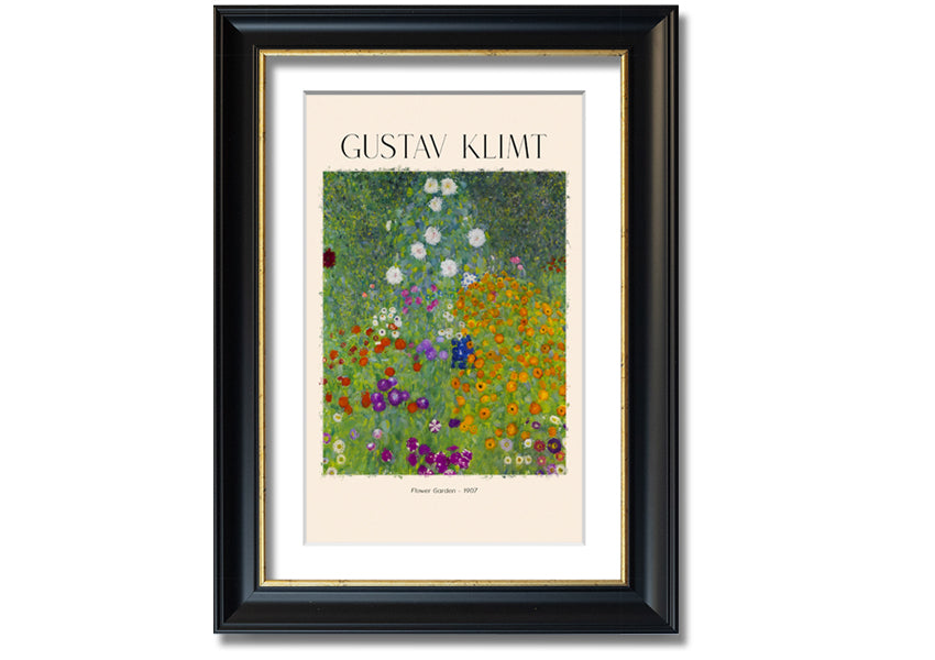 Flower Garden - 1907 by Gustav Klimt, a vibrant canvas print mounted on a 44mm box frame, showcasing intricate floral patterns.