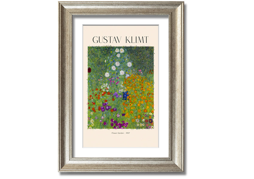 Flower Garden - 1907 by Gustav Klimt, a vibrant canvas print mounted on a 44mm box frame, showcasing intricate floral patterns.