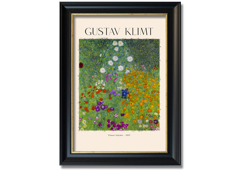 Flower Garden - 1907 by Gustav Klimt, a vibrant canvas print mounted on a 44mm box frame, showcasing intricate floral patterns.