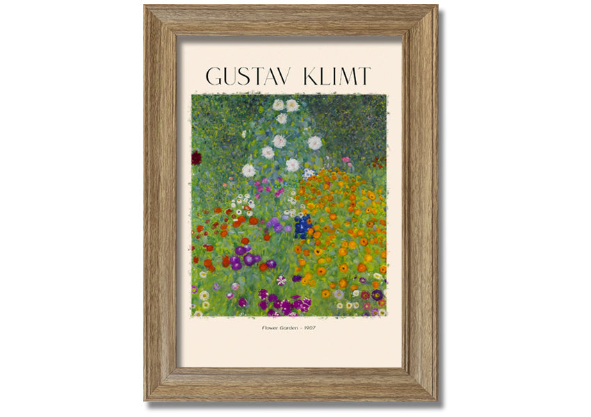 Flower Garden - 1907 by Gustav Klimt, a vibrant canvas print mounted on a 44mm box frame, showcasing intricate floral patterns.