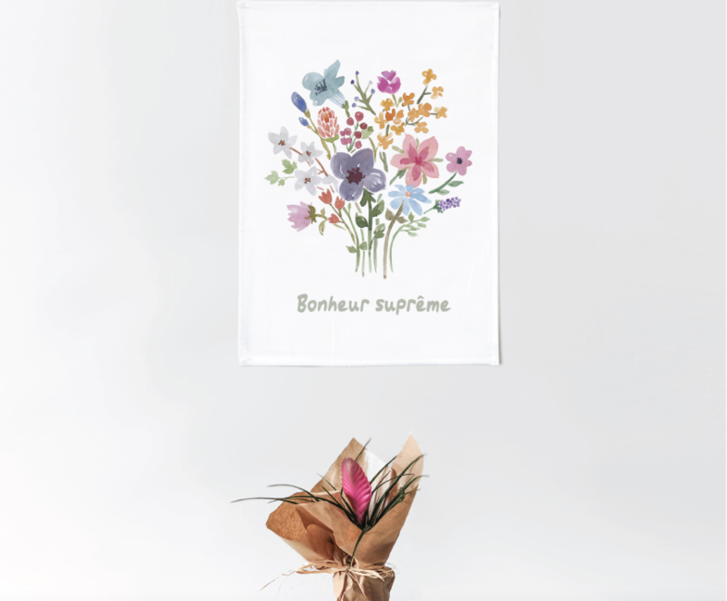 A vibrant Flower Garden poster measuring 50cm x 70cm, showcasing a modern floral design on lightweight polyester fabric.