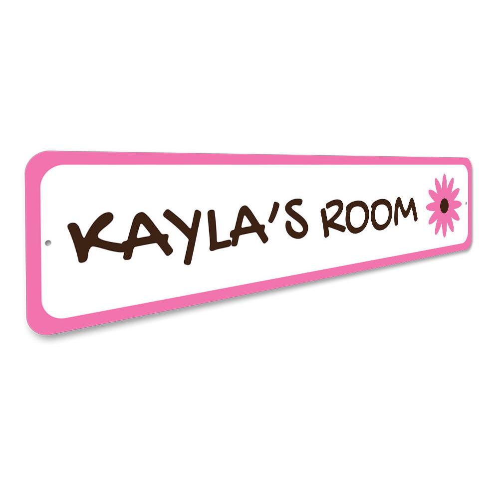 A colorful Flower Sign made of high-quality aluminum, featuring customizable text options, perfect for kids' rooms and unique gifts.