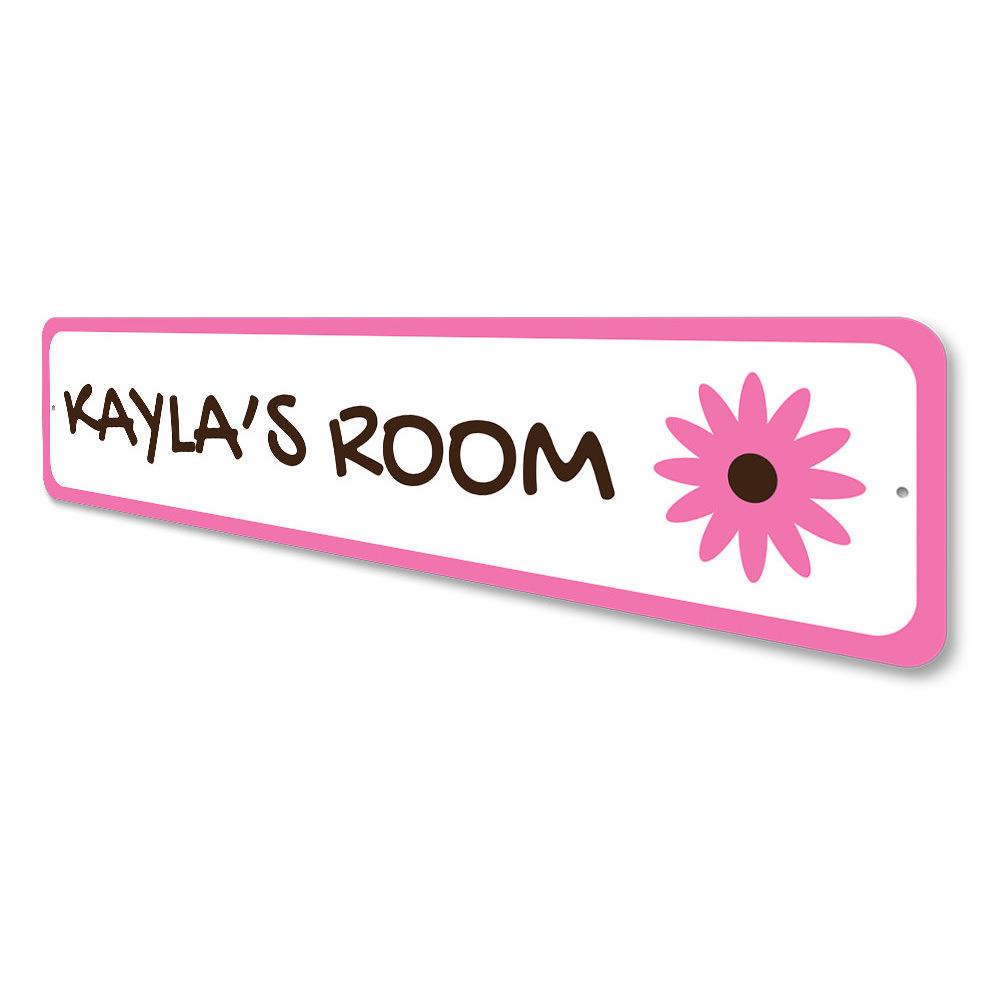 A colorful Flower Sign made of high-quality aluminum, featuring customizable text options, perfect for kids' rooms and unique gifts.