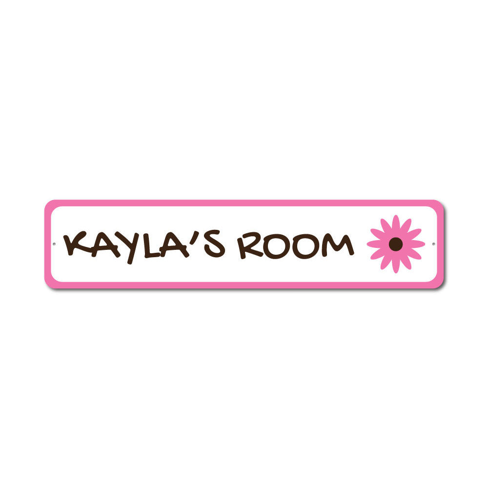 A colorful Flower Sign made of high-quality aluminum, featuring customizable text options, perfect for kids' rooms and unique gifts.