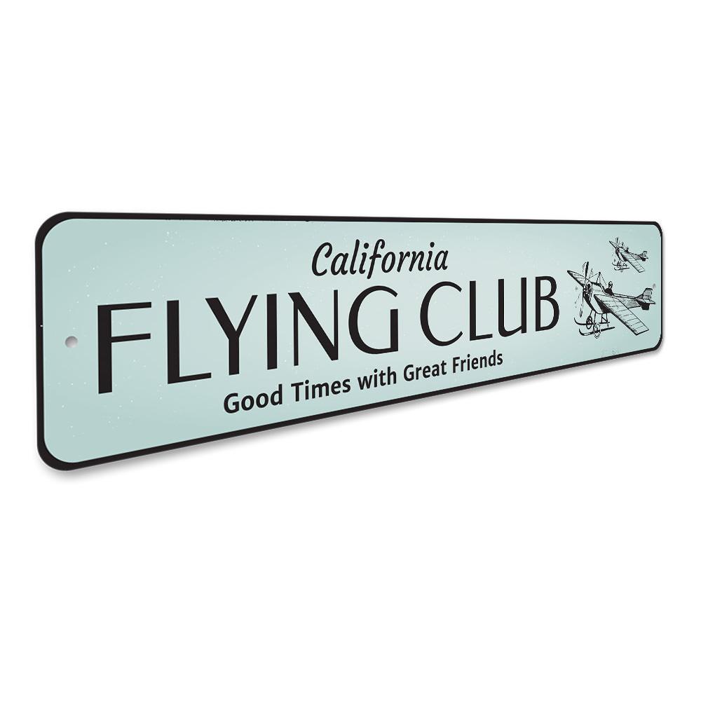 Customizable Flying Club Sign made of high-quality aluminum, featuring aviation-themed design, perfect for wall decoration.