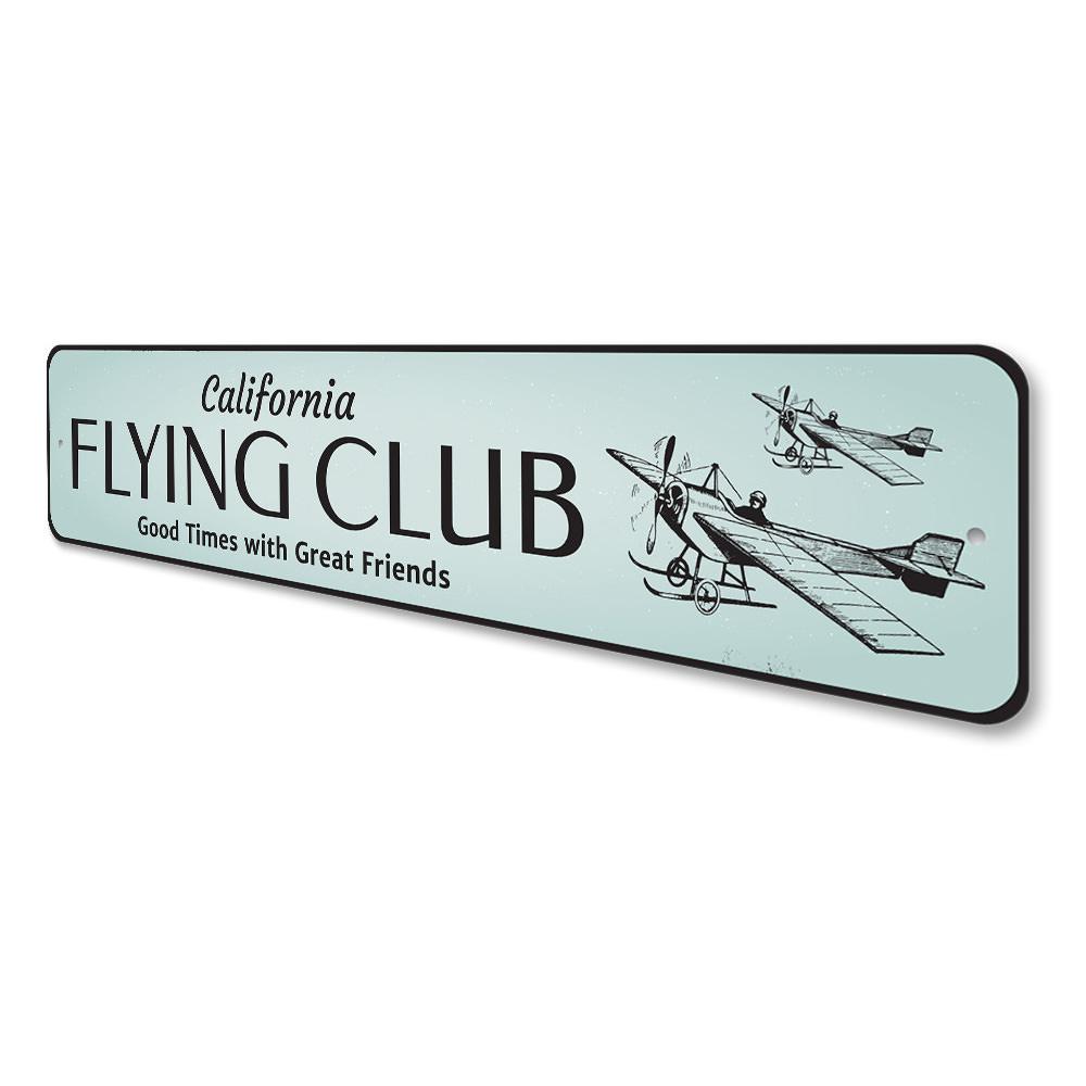 Customizable Flying Club Sign made of high-quality aluminum, featuring aviation-themed design, perfect for wall decoration.