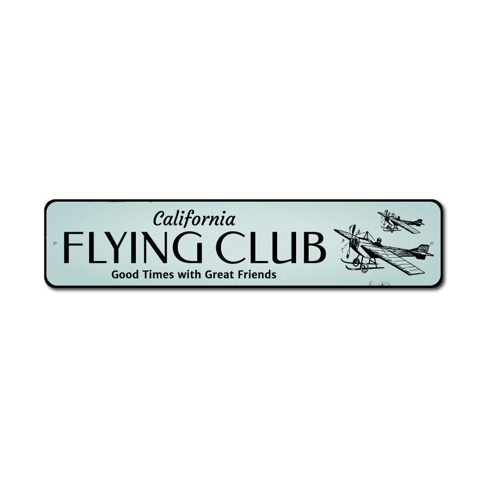 Customizable Flying Club Sign made of high-quality aluminum, featuring aviation-themed design, perfect for wall decoration.