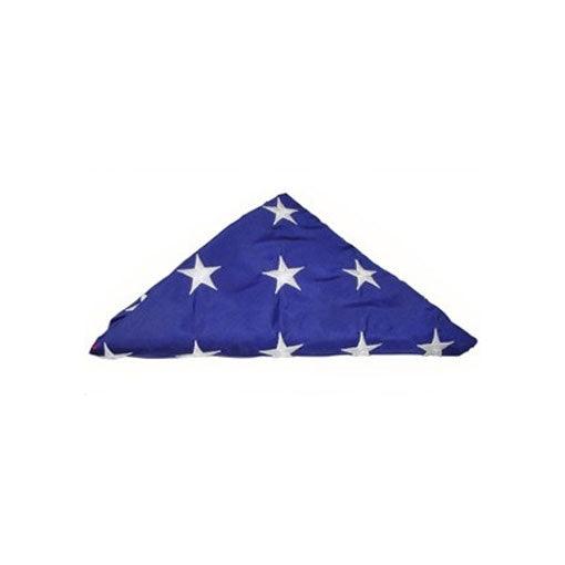 A beautifully folded American flag made from high-quality cotton, featuring embroidered stars and sewn stripes, symbolizing patriotism.