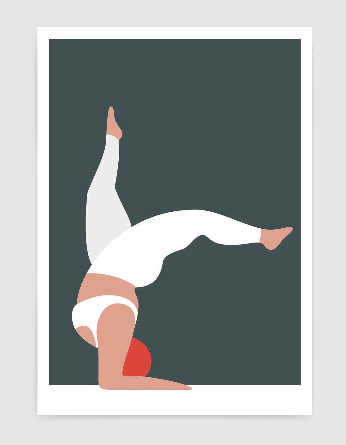 A vibrant yoga print showcasing the forearm stand pose in bold colors, perfect for home studio decor.