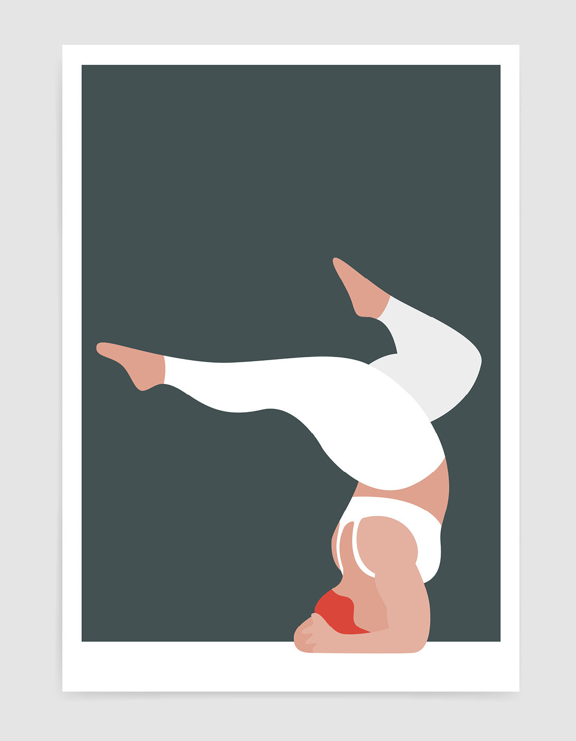 A vibrant yoga print featuring the forearm stand pose in bold colors and minimalistic design, perfect for home decor.