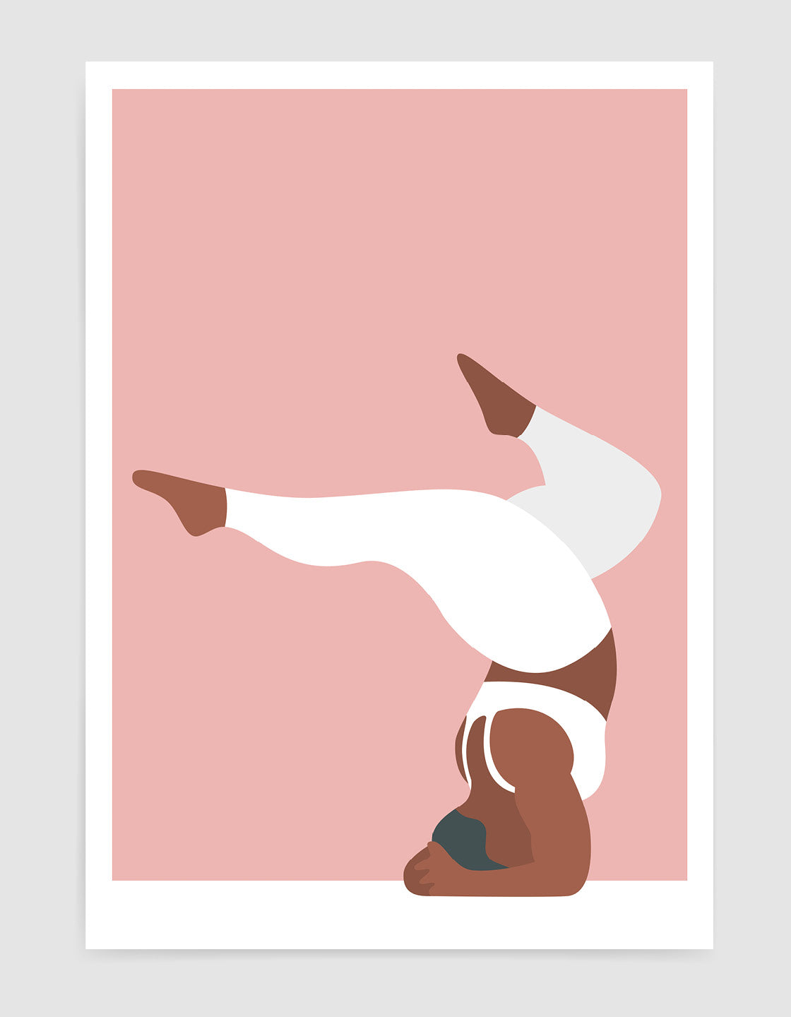 A vibrant yoga print featuring the forearm stand pose in bold colors and minimalistic design, perfect for home decor.