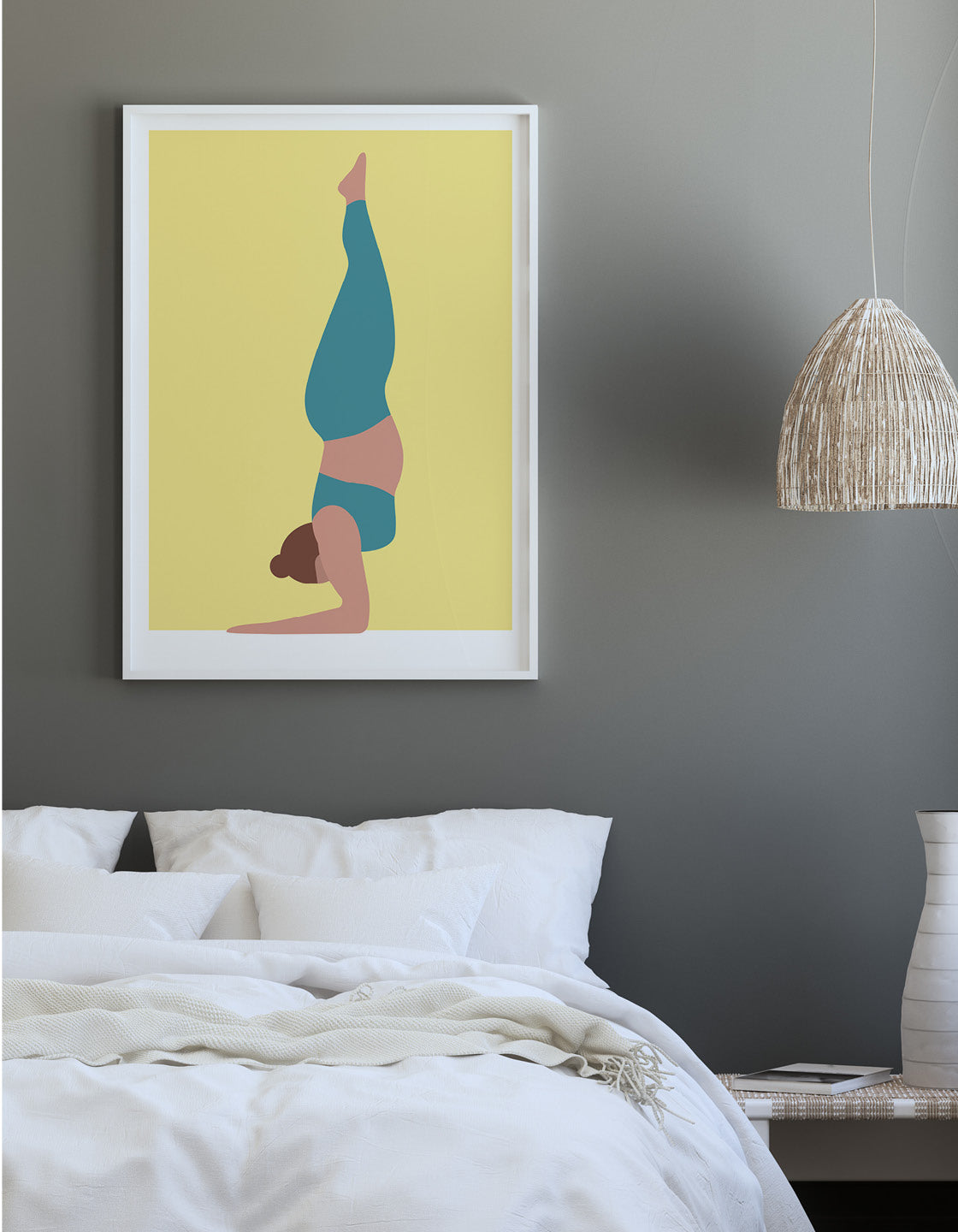 Vibrant forearm stand yoga print showcasing a bold design, perfect for minimalistic wall decor.