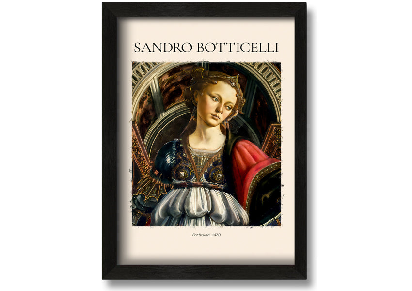 Canvas print of Fortitude, 1470 by Sandro Botticelli, mounted on a 44mm box frame, showcasing intricate details and vibrant colors.