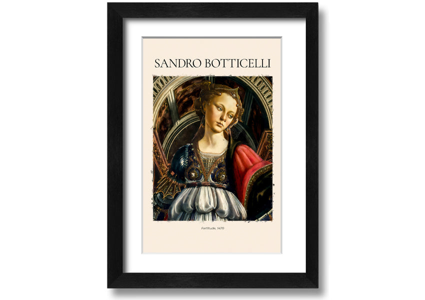 Canvas print of Fortitude, 1470 by Sandro Botticelli, mounted on a 44mm box frame, showcasing intricate details and vibrant colors.