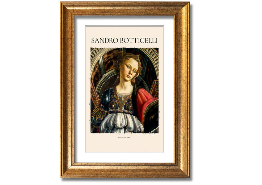 Canvas print of Fortitude, 1470 by Sandro Botticelli, mounted on a 44mm box frame, showcasing intricate details and vibrant colors.