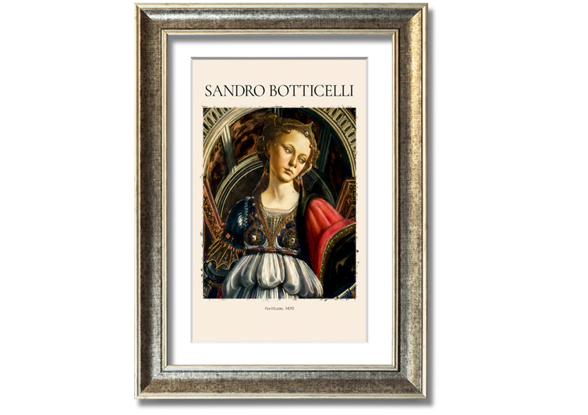 Canvas print of Fortitude, 1470 by Sandro Botticelli, mounted on a 44mm box frame, showcasing intricate details and vibrant colors.