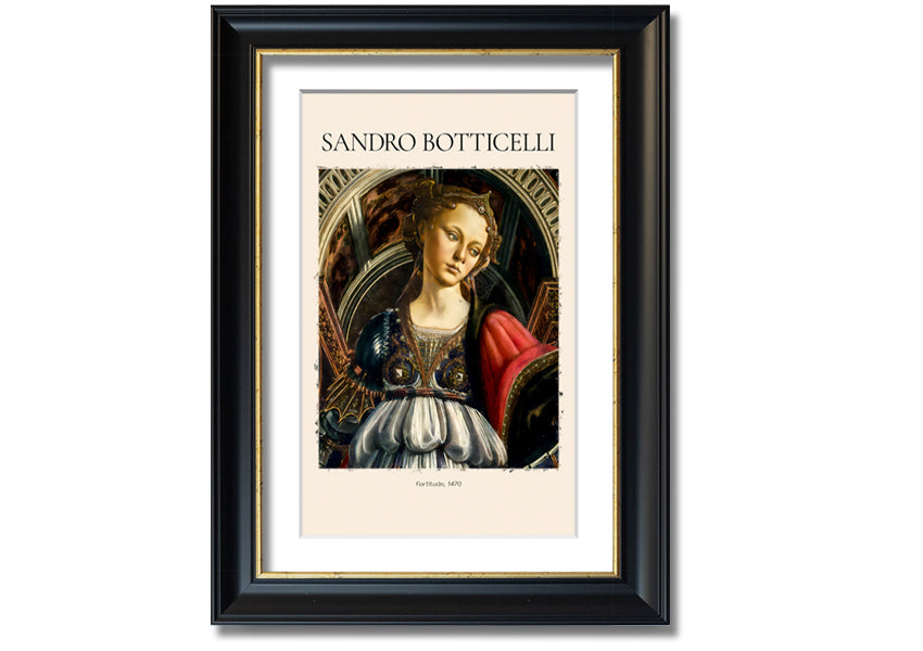 Canvas print of Fortitude, 1470 by Sandro Botticelli, mounted on a 44mm box frame, showcasing intricate details and vibrant colors.