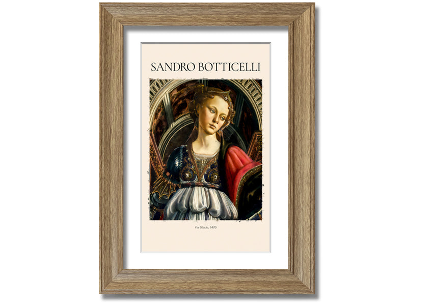 Canvas print of Fortitude, 1470 by Sandro Botticelli, mounted on a 44mm box frame, showcasing intricate details and vibrant colors.