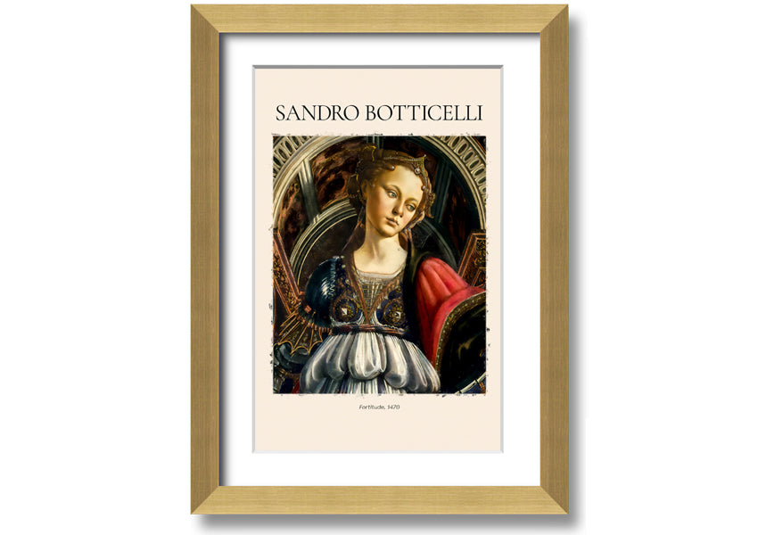 Canvas print of Fortitude, 1470 by Sandro Botticelli, mounted on a 44mm box frame, showcasing intricate details and vibrant colors.