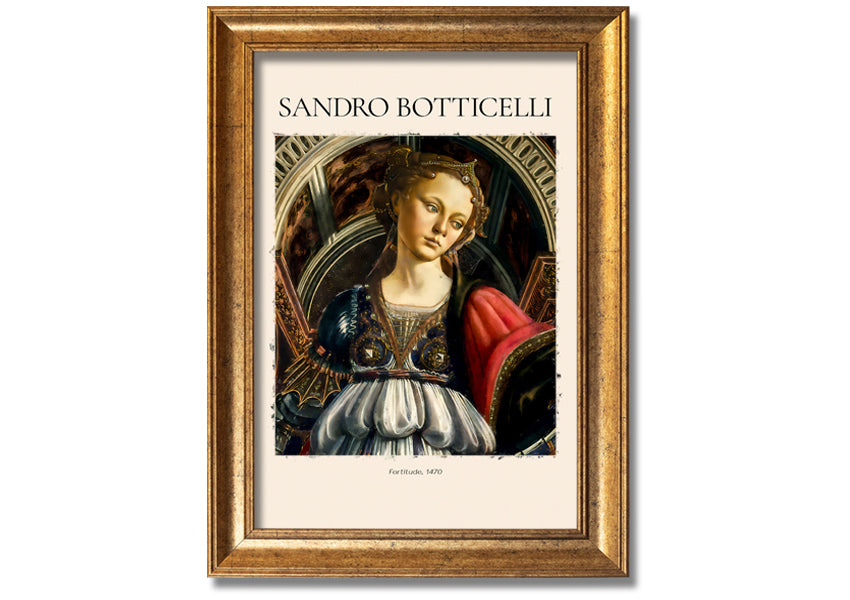 Canvas print of Fortitude, 1470 by Sandro Botticelli, mounted on a 44mm box frame, showcasing intricate details and vibrant colors.