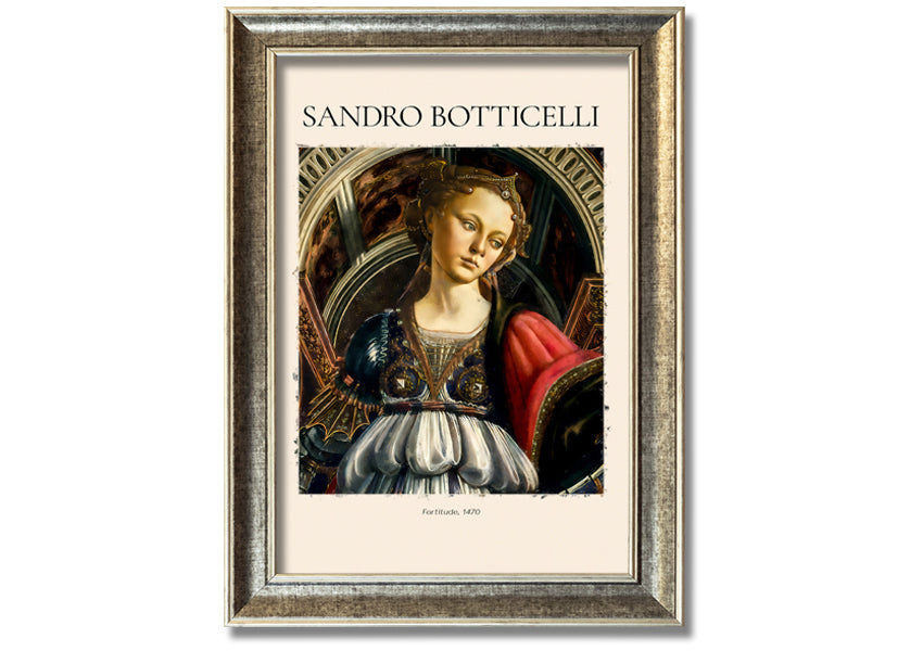 Canvas print of Fortitude, 1470 by Sandro Botticelli, mounted on a 44mm box frame, showcasing intricate details and vibrant colors.